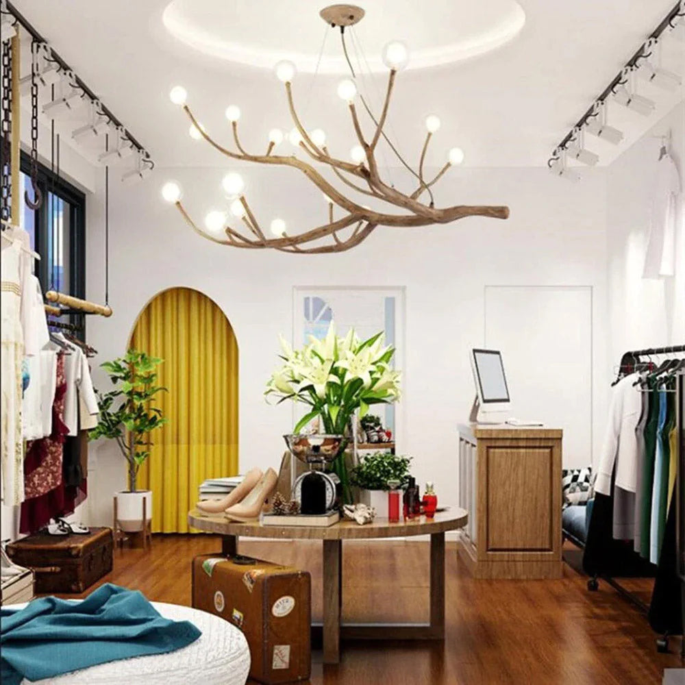 Nordic Rustic Tree Branch Pendant Light