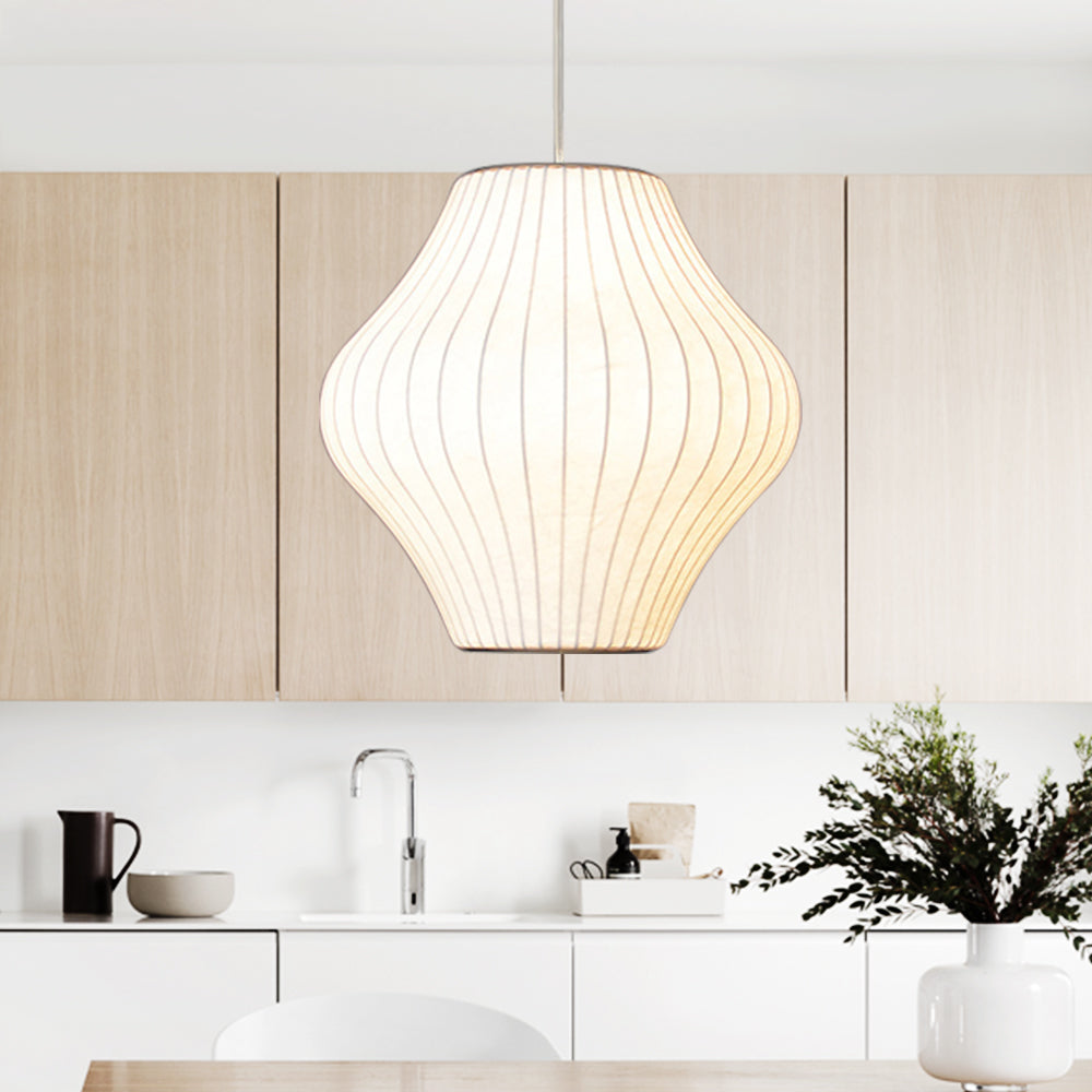 Modern White Bubble Fabric Pendant Light