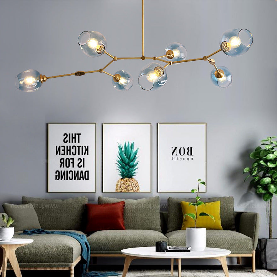Scandinavian Smoked Glass Rotatable Chandelier