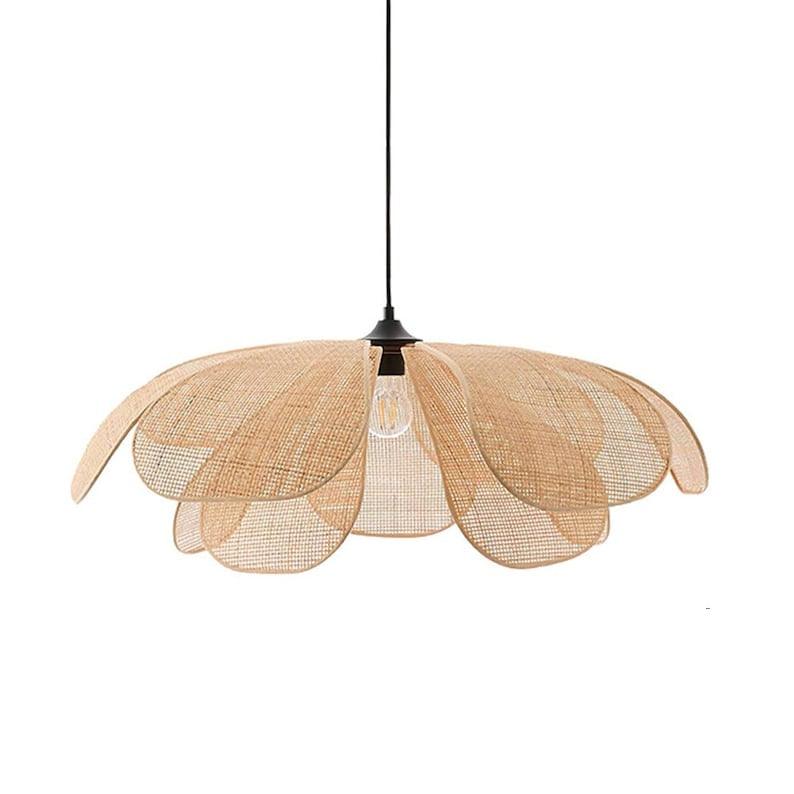 Handcrafted Rattan Petal Pendant Light for Dining Room