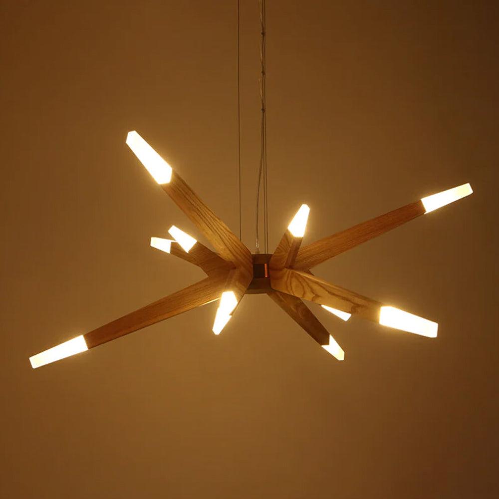 Asymmetrical Wooden Pendant Lights for Dining Table