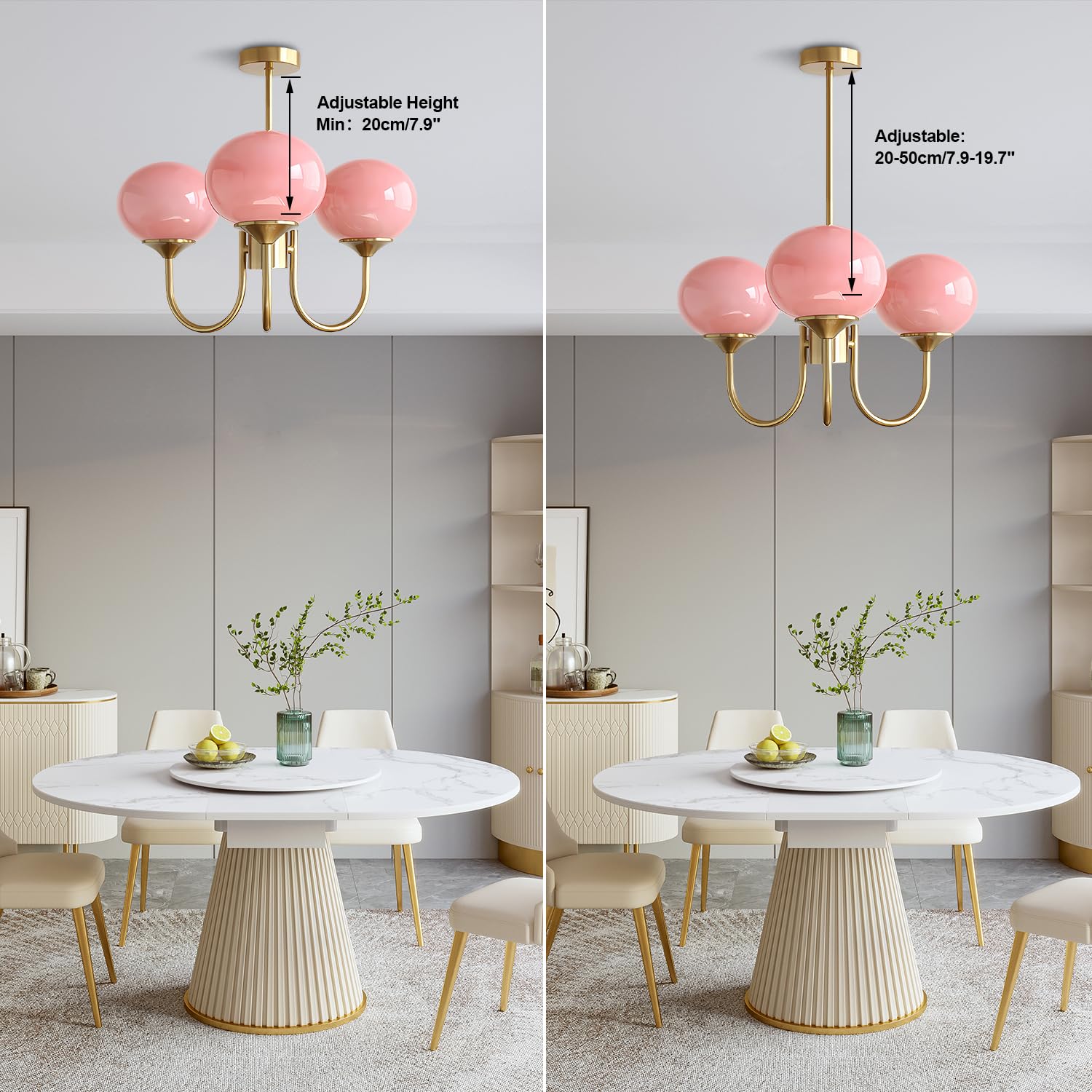 Bubble Pink Glass Ball Chandelier