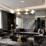 Luxury Glass Gold Chandelier for Living Room with Three Light Modes