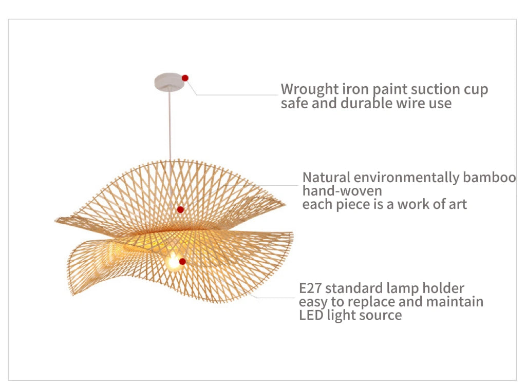 Wabi Sabi Wave Rattan Pendant Light