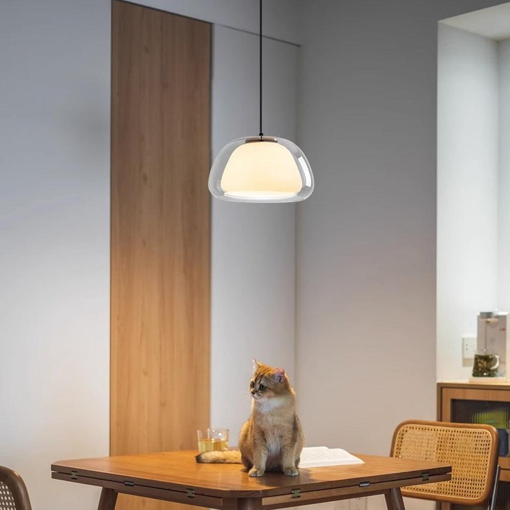 Cream Glass Pendant Lights for Kitchen Island