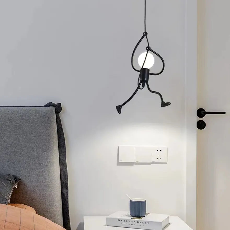 Creative Small Iron Figure Bedside Pendant Light