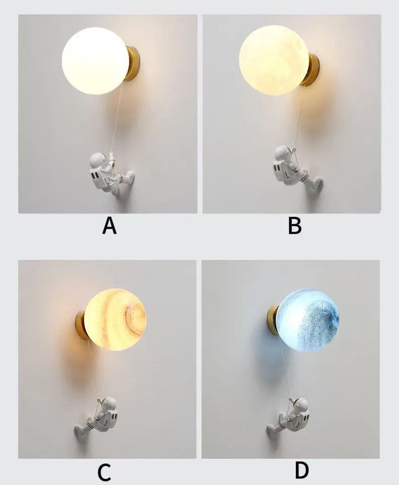 Astronaut Moon Wall LED Light for Kids Bedroom