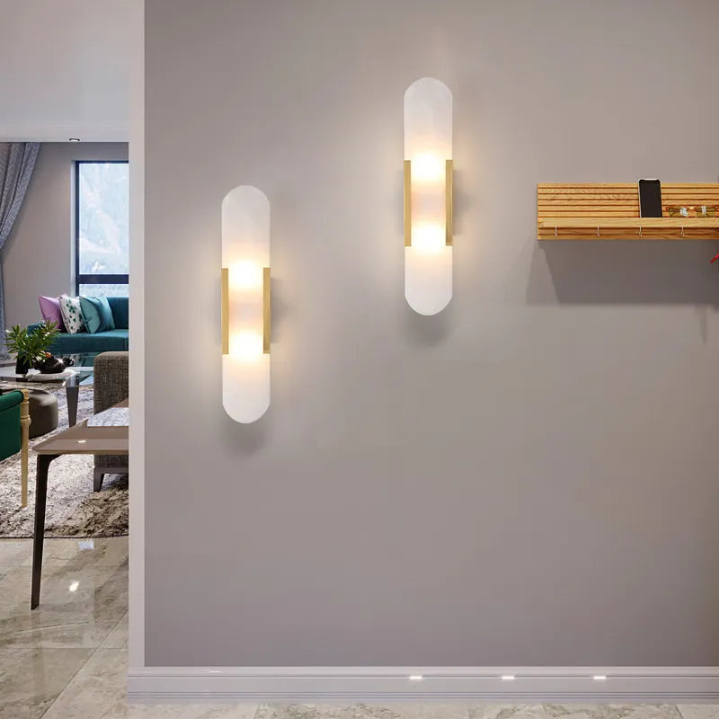 Sleek Marble Brass Bedside Wall Light