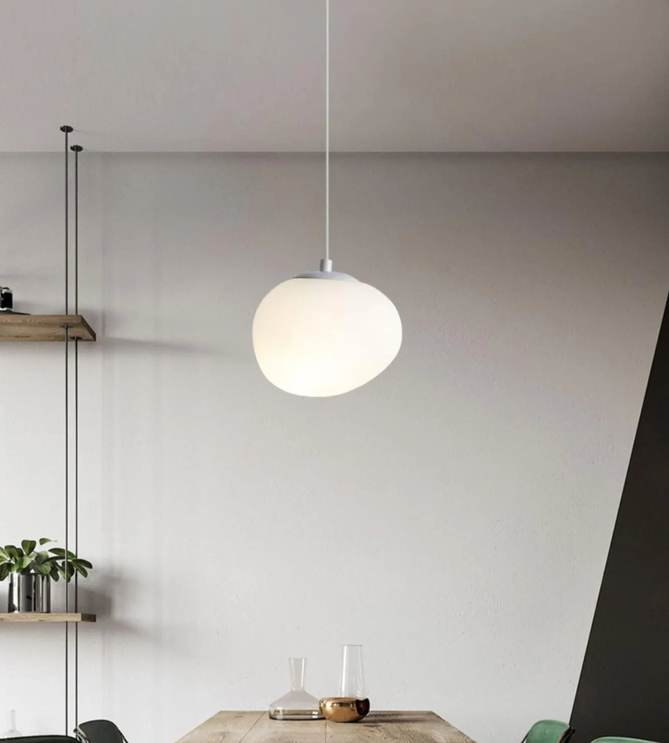 Decorative Pebble White Glass Pendant Light for Stairwell