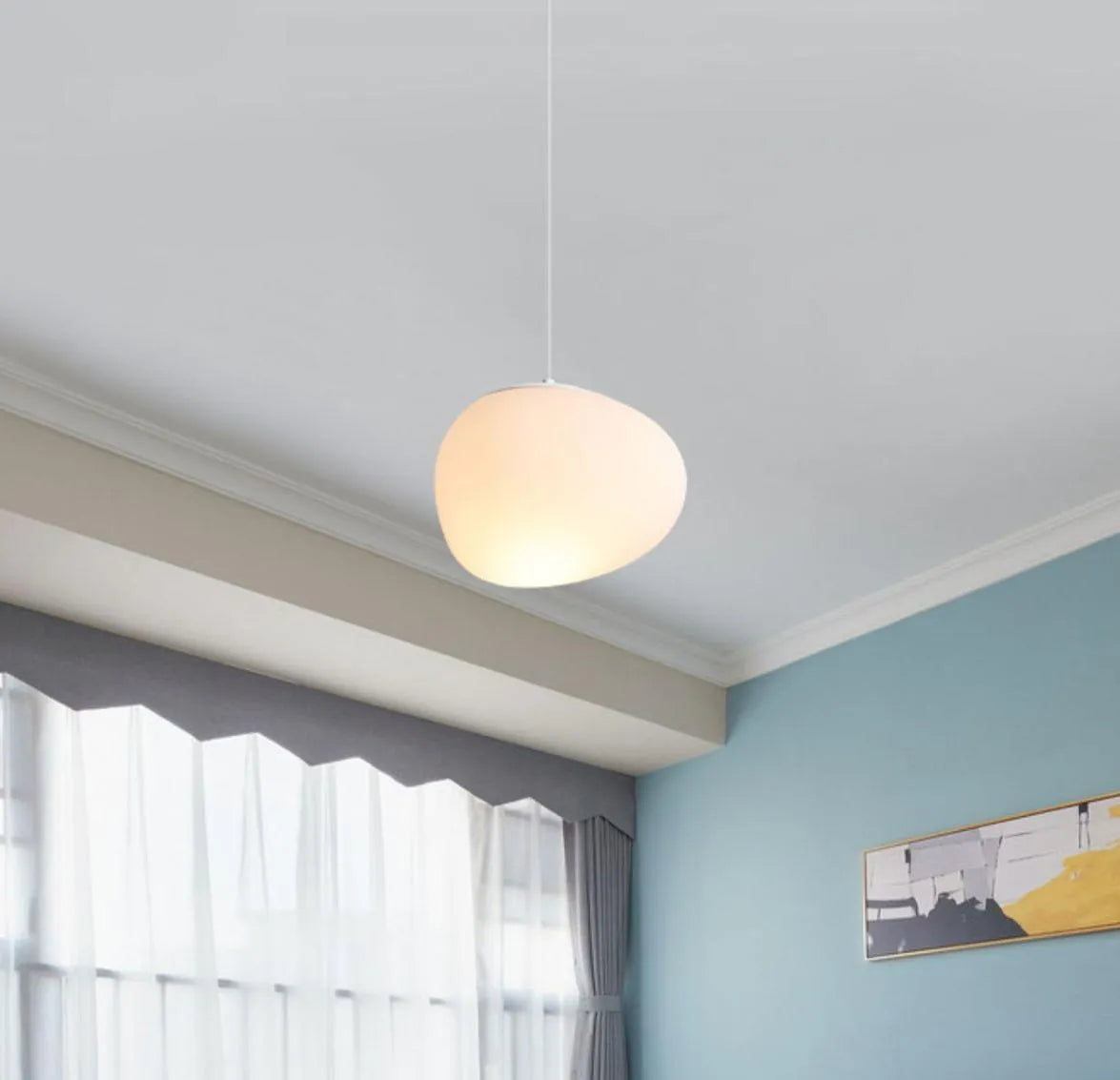 Decorative Pebble White Glass Pendant Light for Stairwell