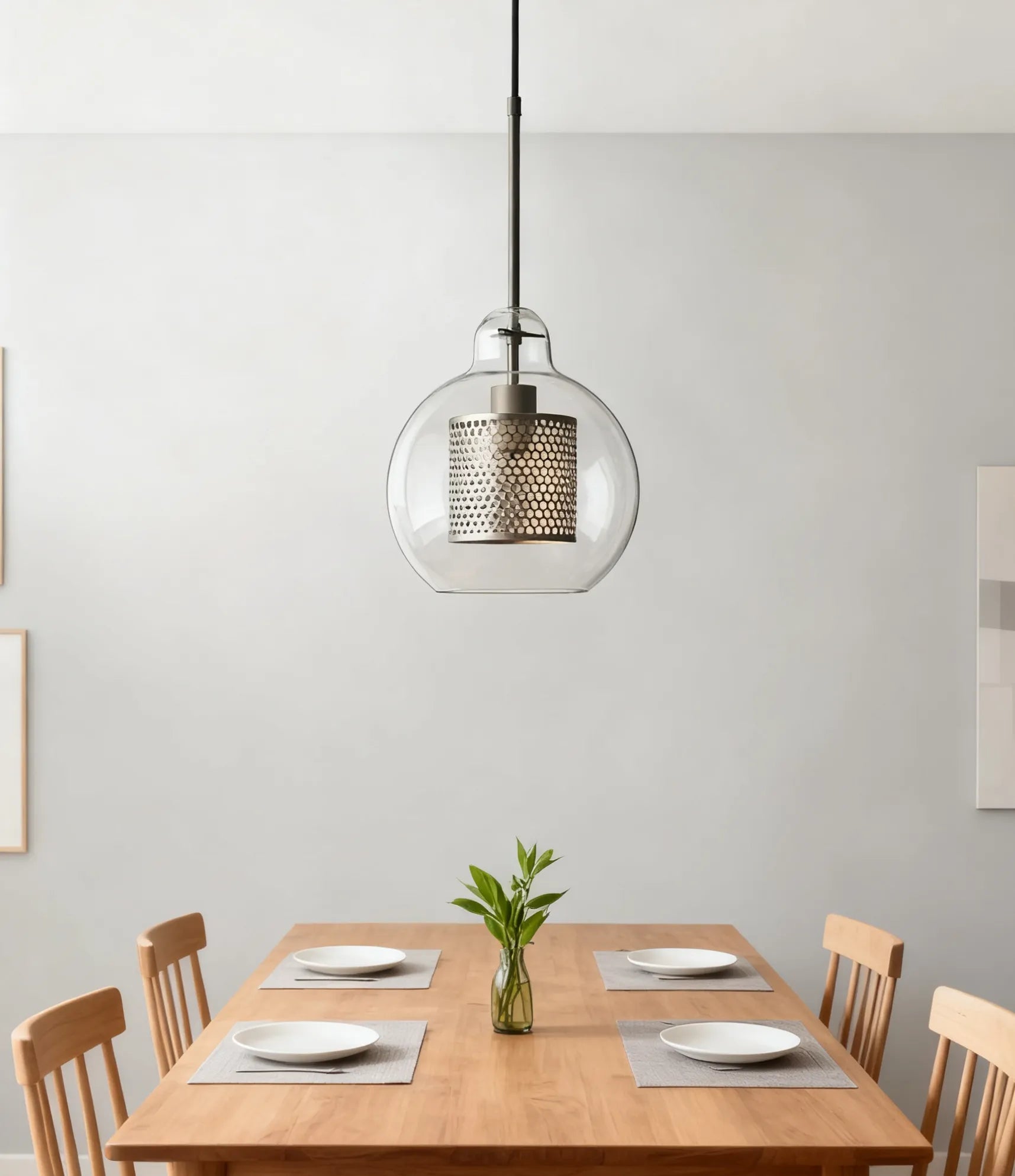 Contemporary Globe Glass Pendant Light for Dining Room