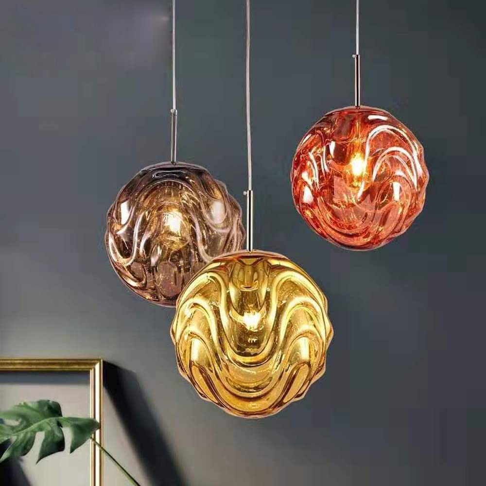 Colorful Wavy Pattern Spherical Glass Pendant Light