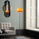 Vintage Floor Lamp with Orange Glass Dome Shade