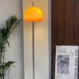 Vintage Floor Lamp with Orange Glass Dome Shade