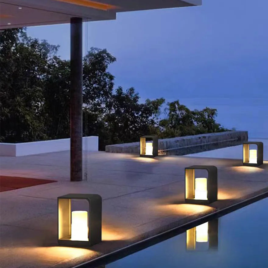 Simple Outdoor Stainless Steel Patio Floor Lamp