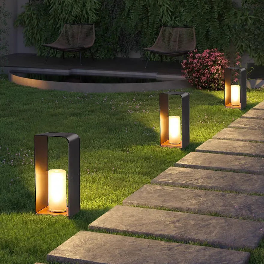 Simple Outdoor Stainless Steel Patio Floor Lamp