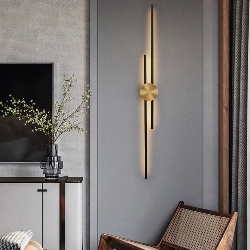 Decorative Multi-Line Copper Wall Light for Living Room