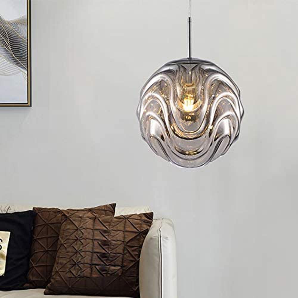 Colorful Wavy Pattern Spherical Glass Pendant Light