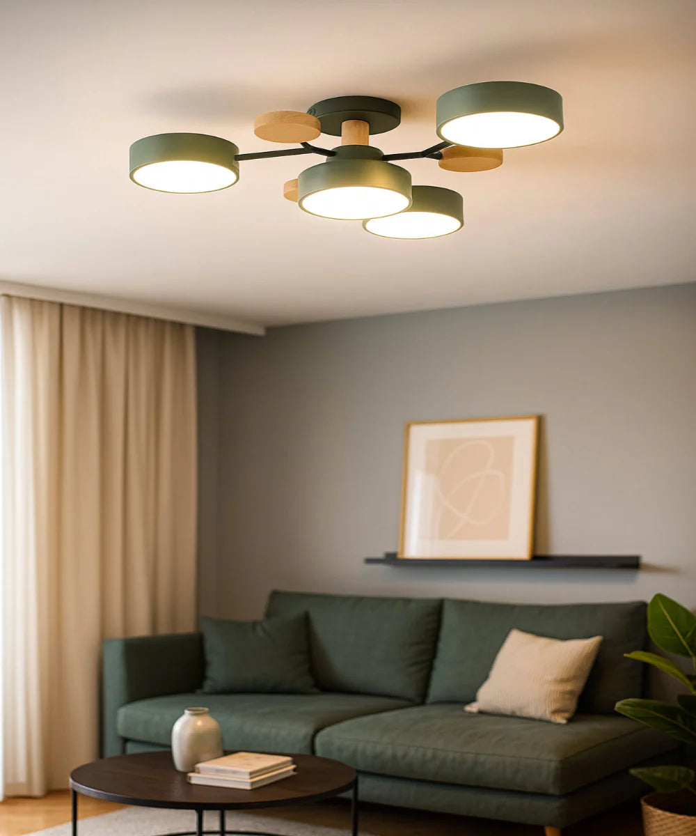 Nordic Wooden Multi Ceiling Light for Living Room