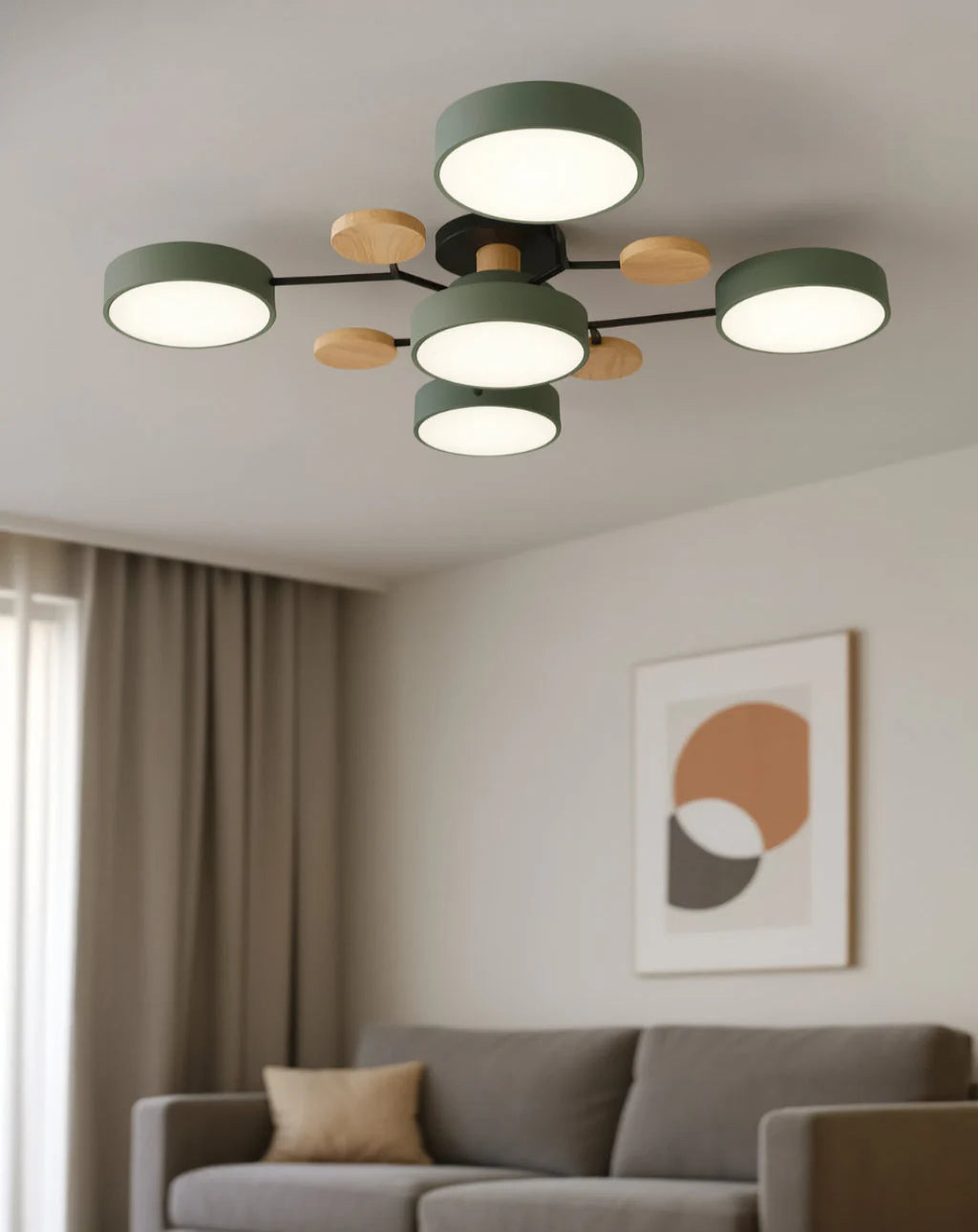 Nordic Wooden Multi Ceiling Light for Living Room