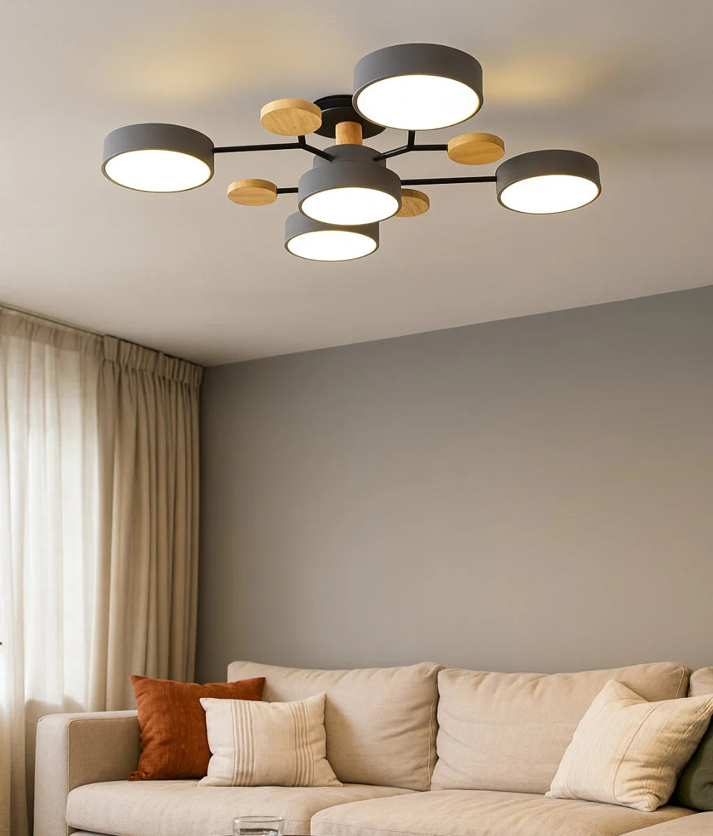 Nordic Wooden Multi Ceiling Light for Living Room
