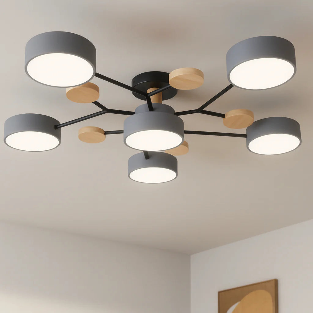 Nordic Wooden Multi Ceiling Light for Living Room