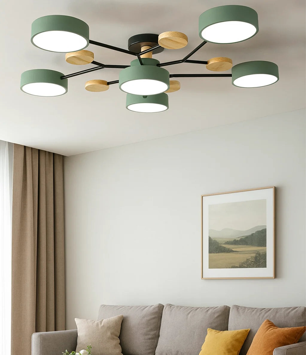 Nordic Wooden Multi Ceiling Light for Living Room