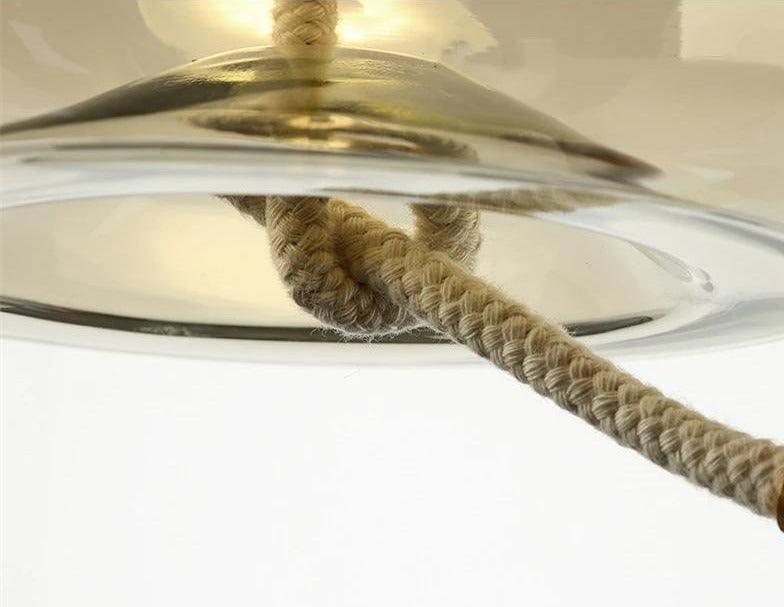 Post Modern Jute Rope Multi Light Glass Pendant