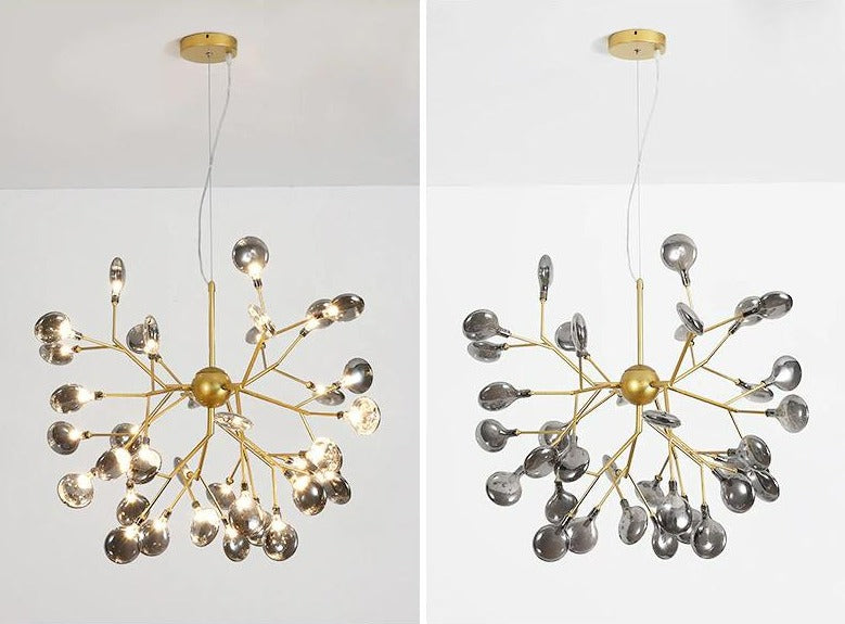 Modern Leaf Scattered Platinum Chandelier