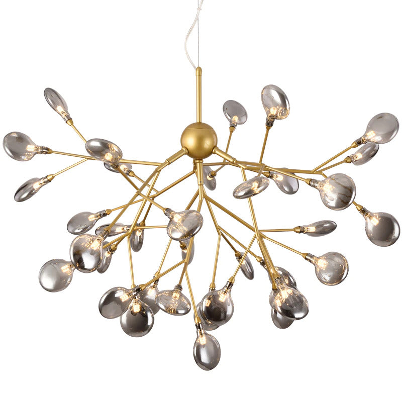 Modern Leaf Scattered Platinum Chandelier