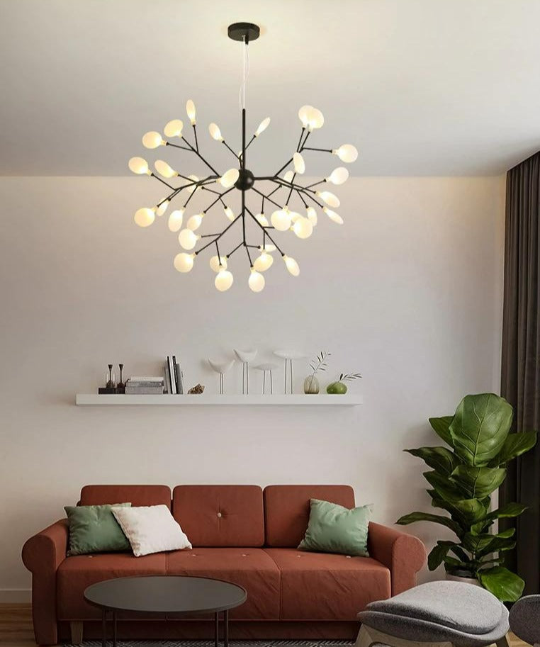 Modern Leaf Scattered Platinum Chandelier