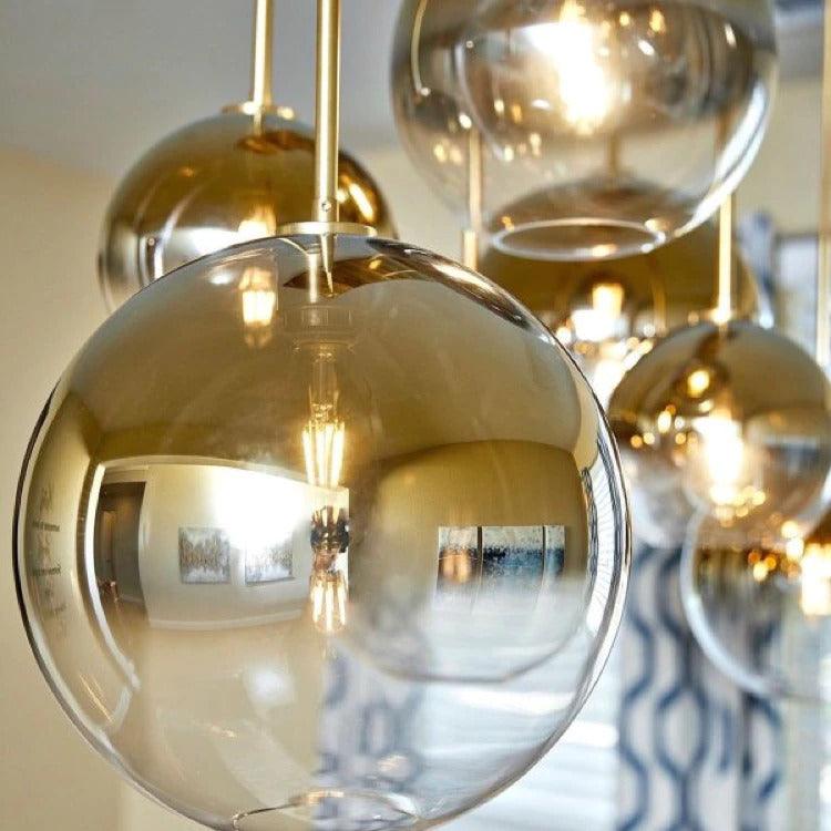 Gradient Glass Sphere Pendant Light for Dining Room