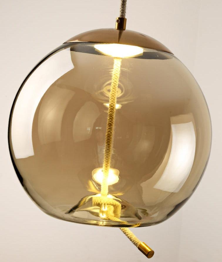 Post Modern Jute Rope Multi Light Glass Pendant