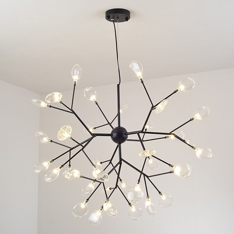 Modern Leaf Scattered Platinum Chandelier