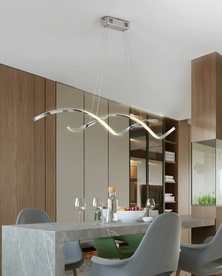 Modern Golden Spiral Linear Pendant Light