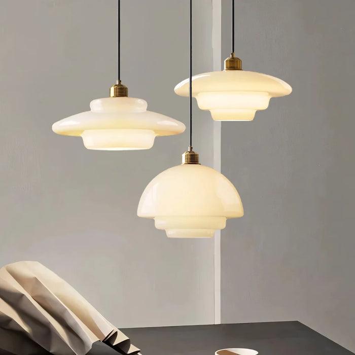 American White Glass Pendant Light for Bedroom