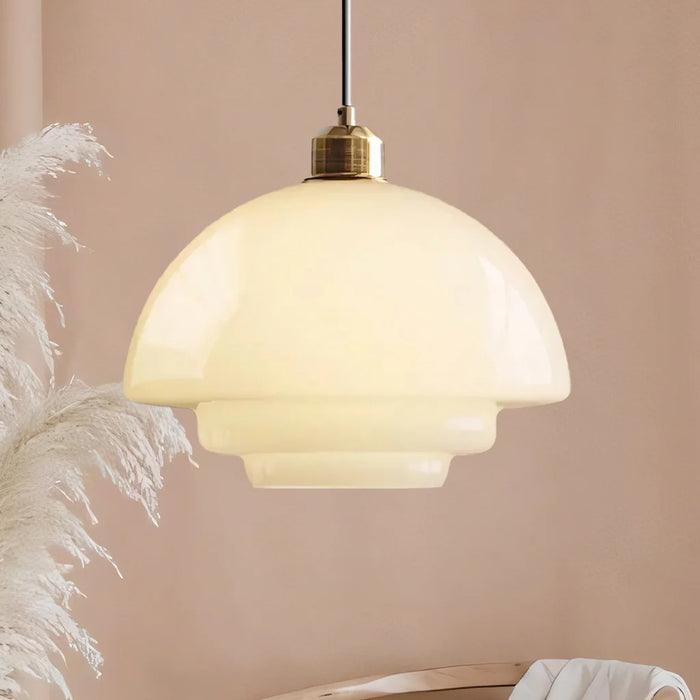 American White Glass Pendant Light for Bedroom