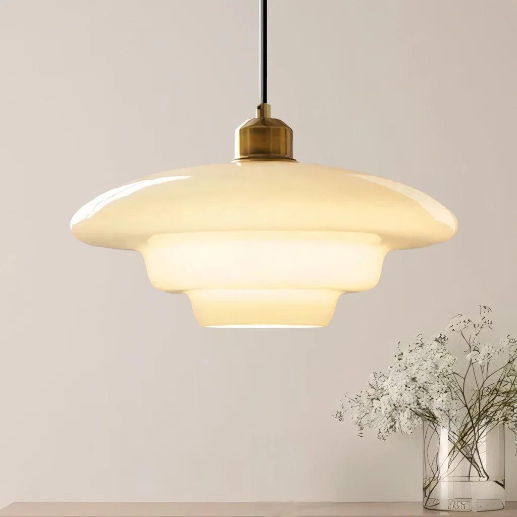 American White Glass Pendant Light for Bedroom