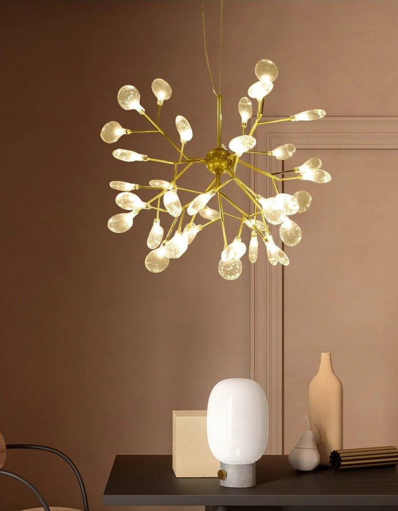 Modern Leaf Scattered Platinum Chandelier