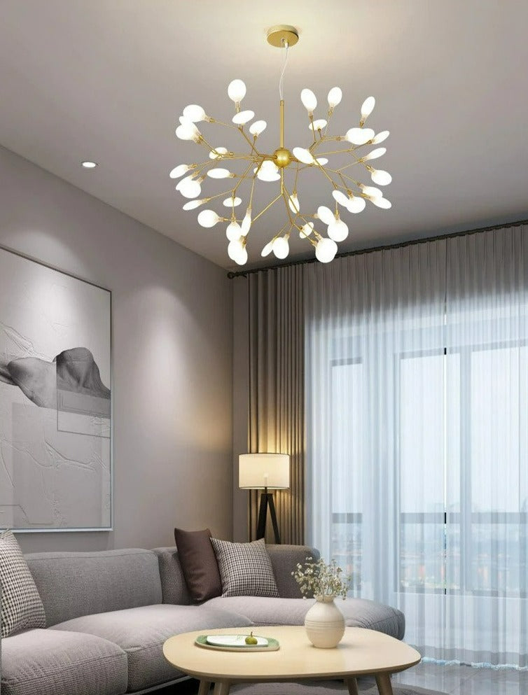 Modern Leaf Scattered Platinum Chandelier