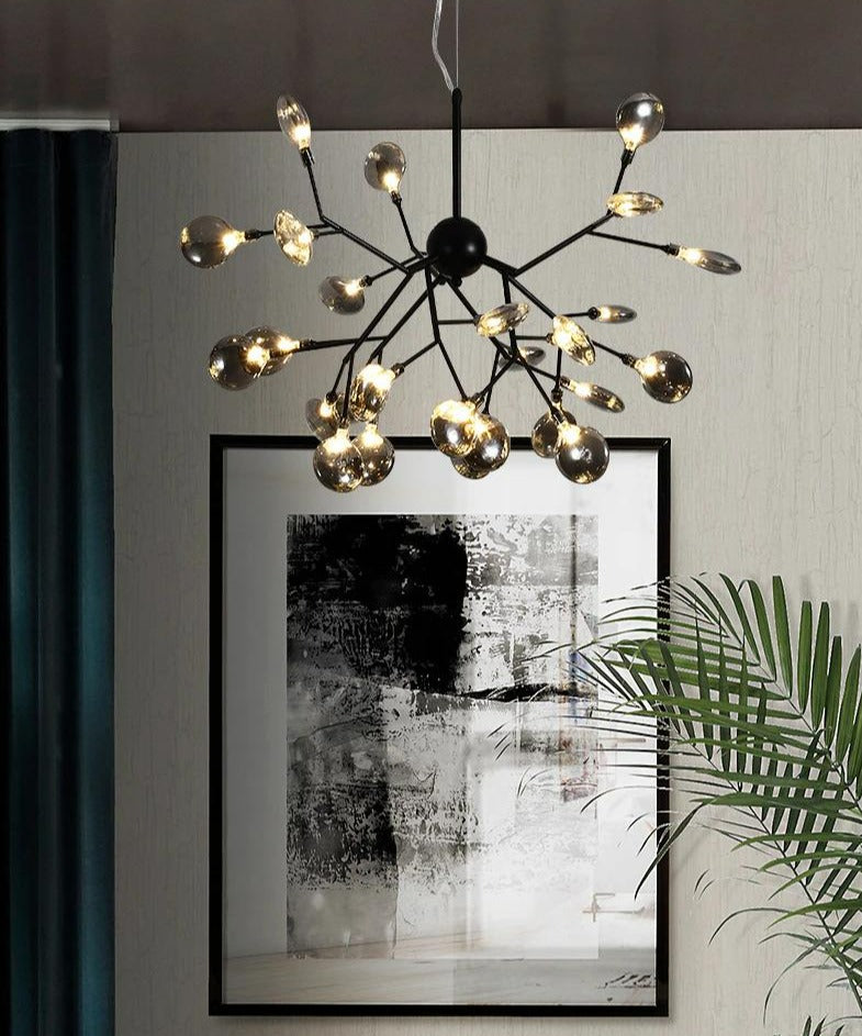 Modern Leaf Scattered Platinum Chandelier