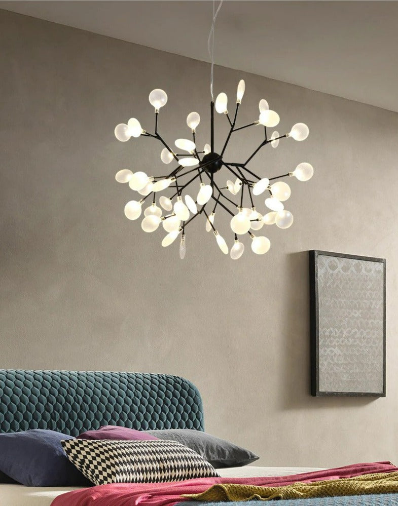 Modern Leaf Scattered Platinum Chandelier