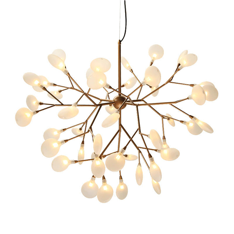 Modern Leaf Scattered Platinum Chandelier