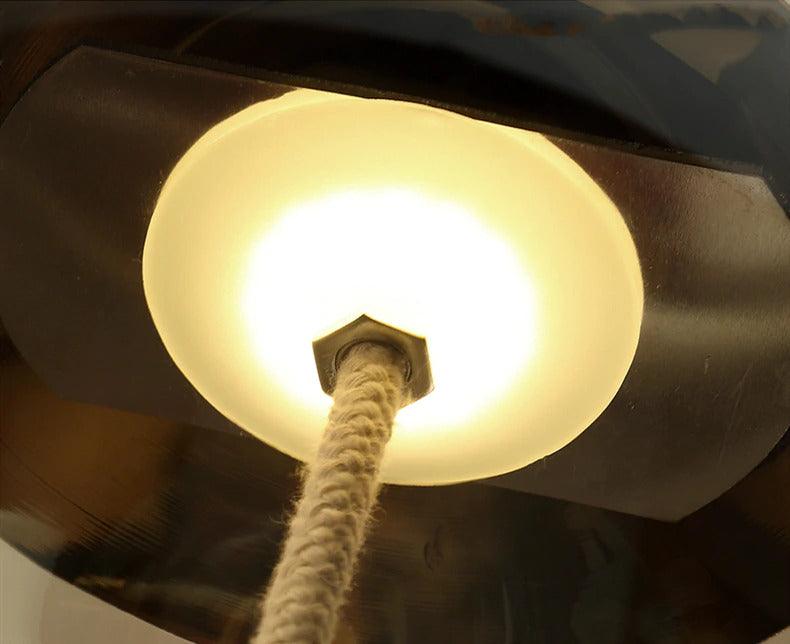 Post Modern Jute Rope Multi Light Glass Pendant