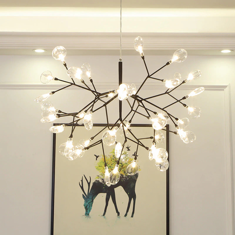 Modern Leaf Scattered Platinum Chandelier