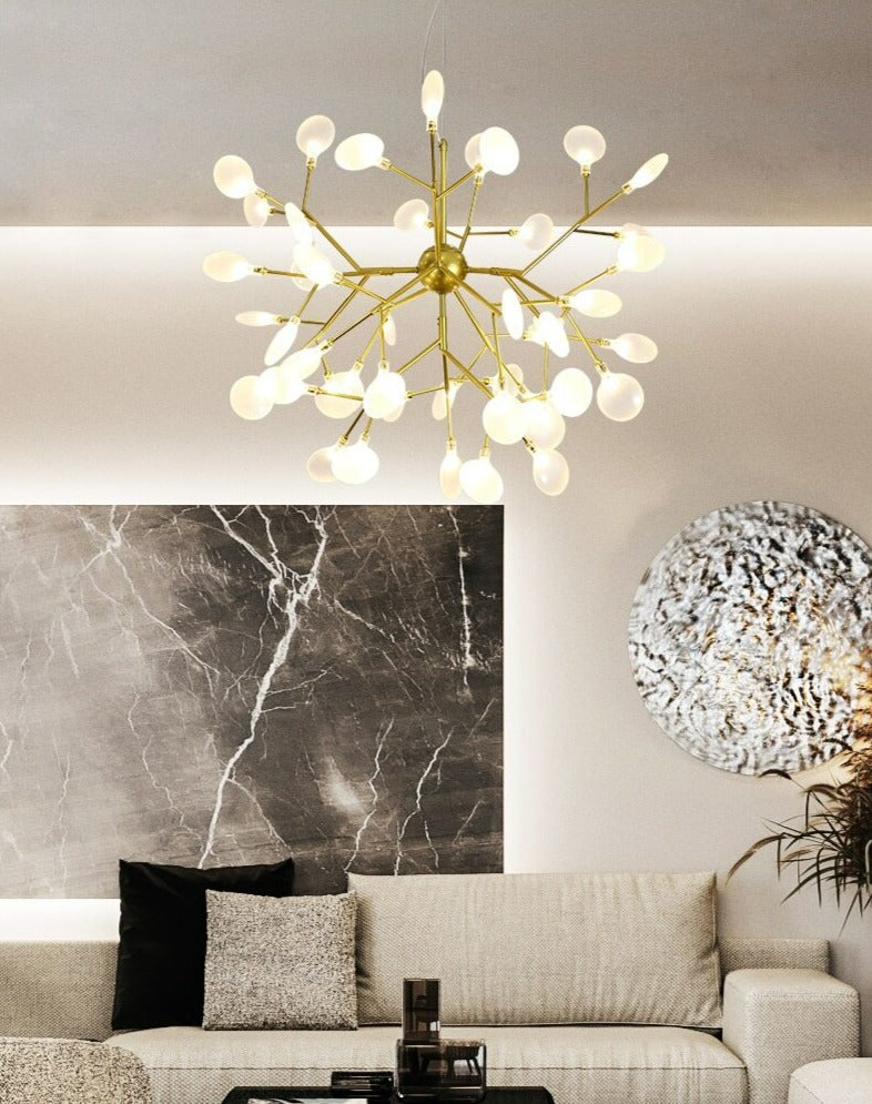 Modern Leaf Scattered Platinum Chandelier