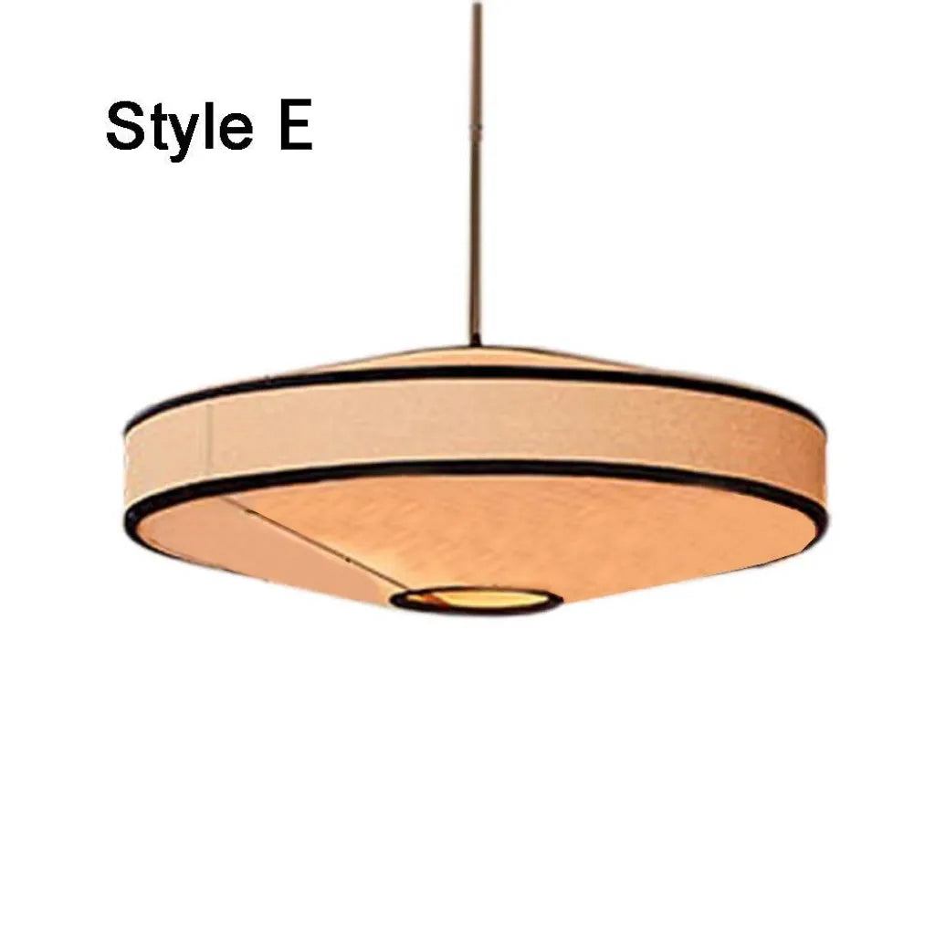Japanese Pendant Light with Fabric Shade for Restaurant