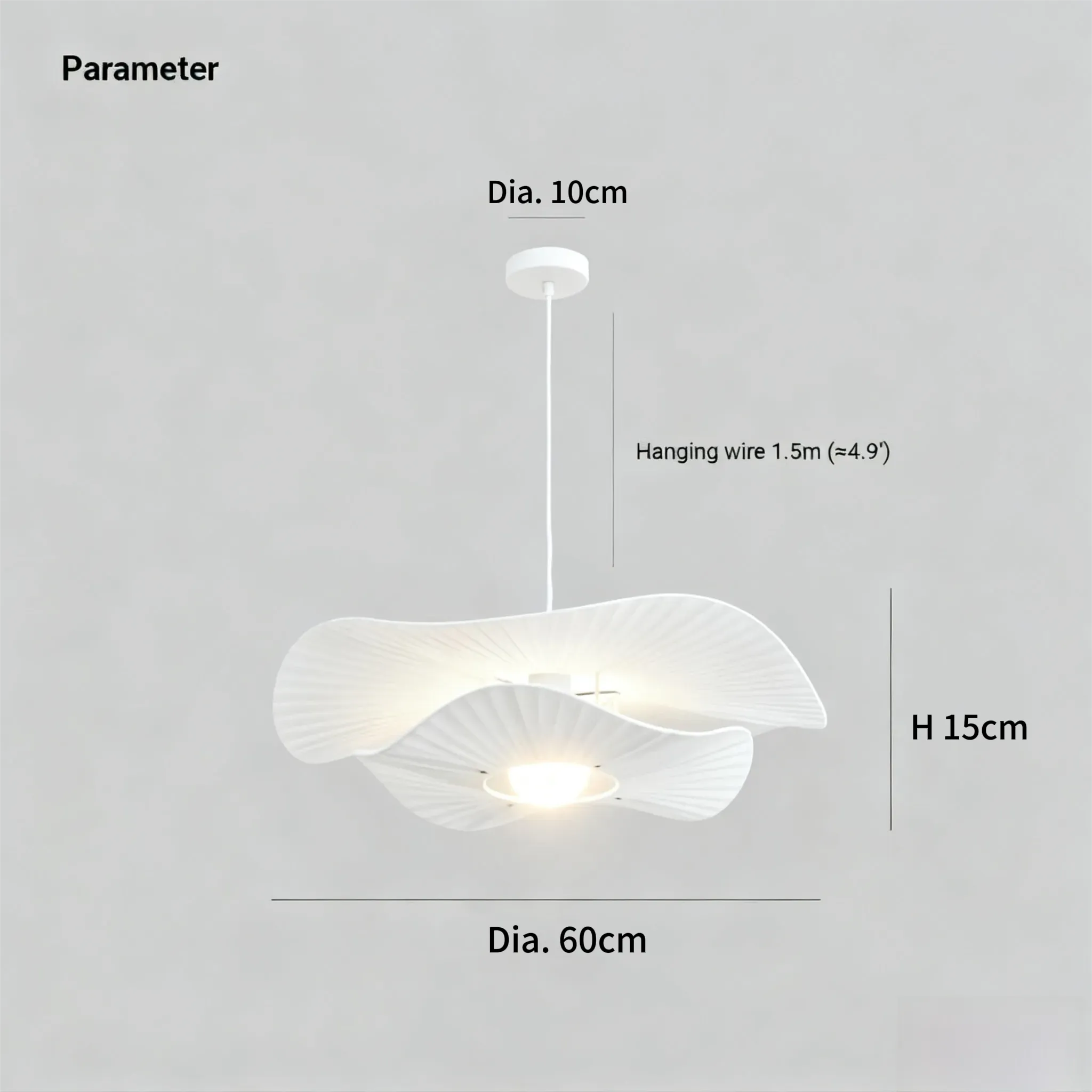 White Lotus Leaf Fabric Pendant Light for Dining Room