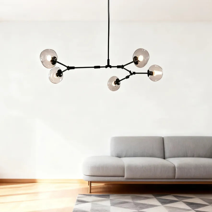 Scandinavian Smoked Glass Rotatable Chandelier