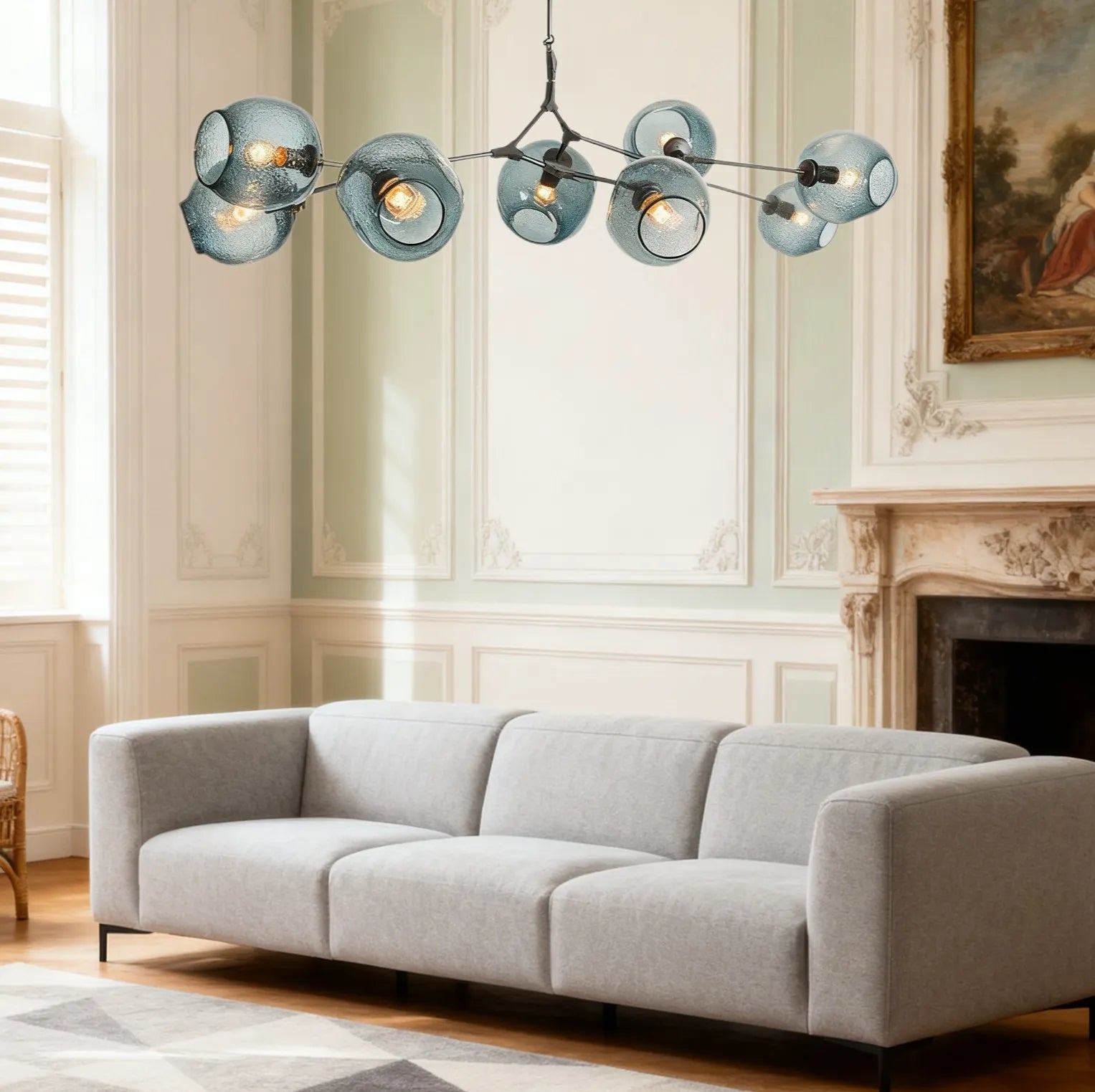 Scandinavian Smoked Glass Rotatable Chandelier